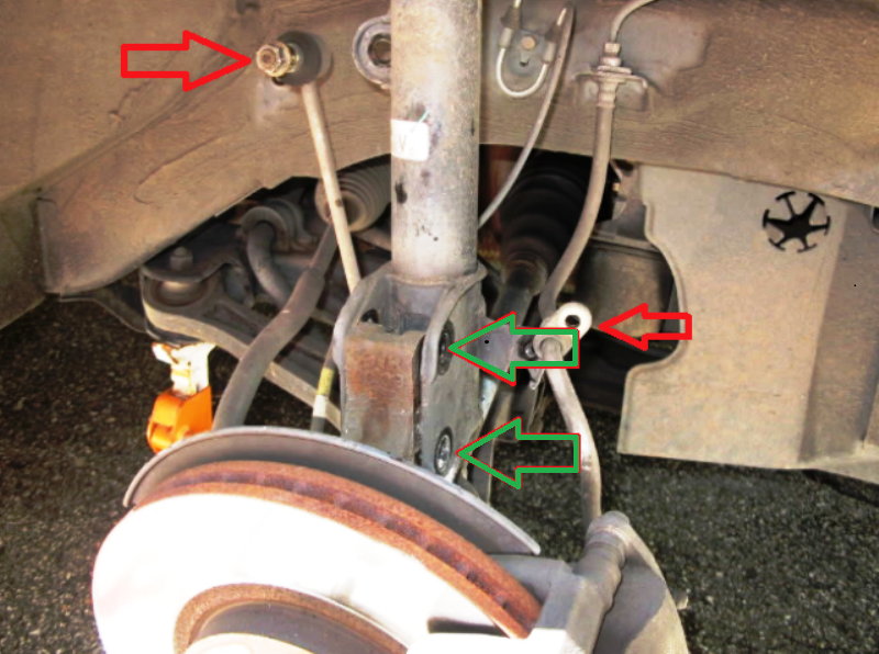 Remove the sway bar end link and brake line bracket