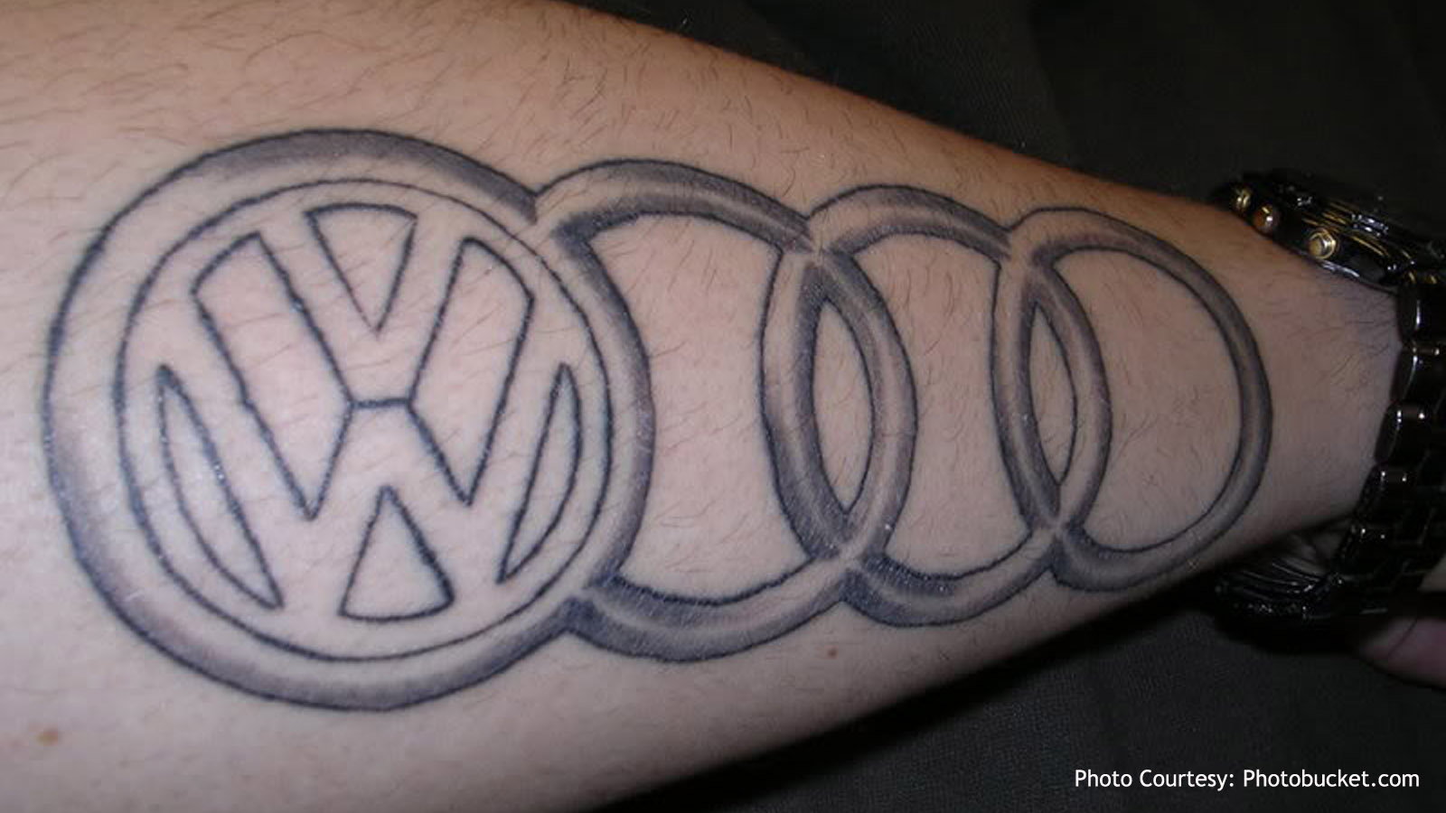Audi Automobile Tattoo On Inner Bicep