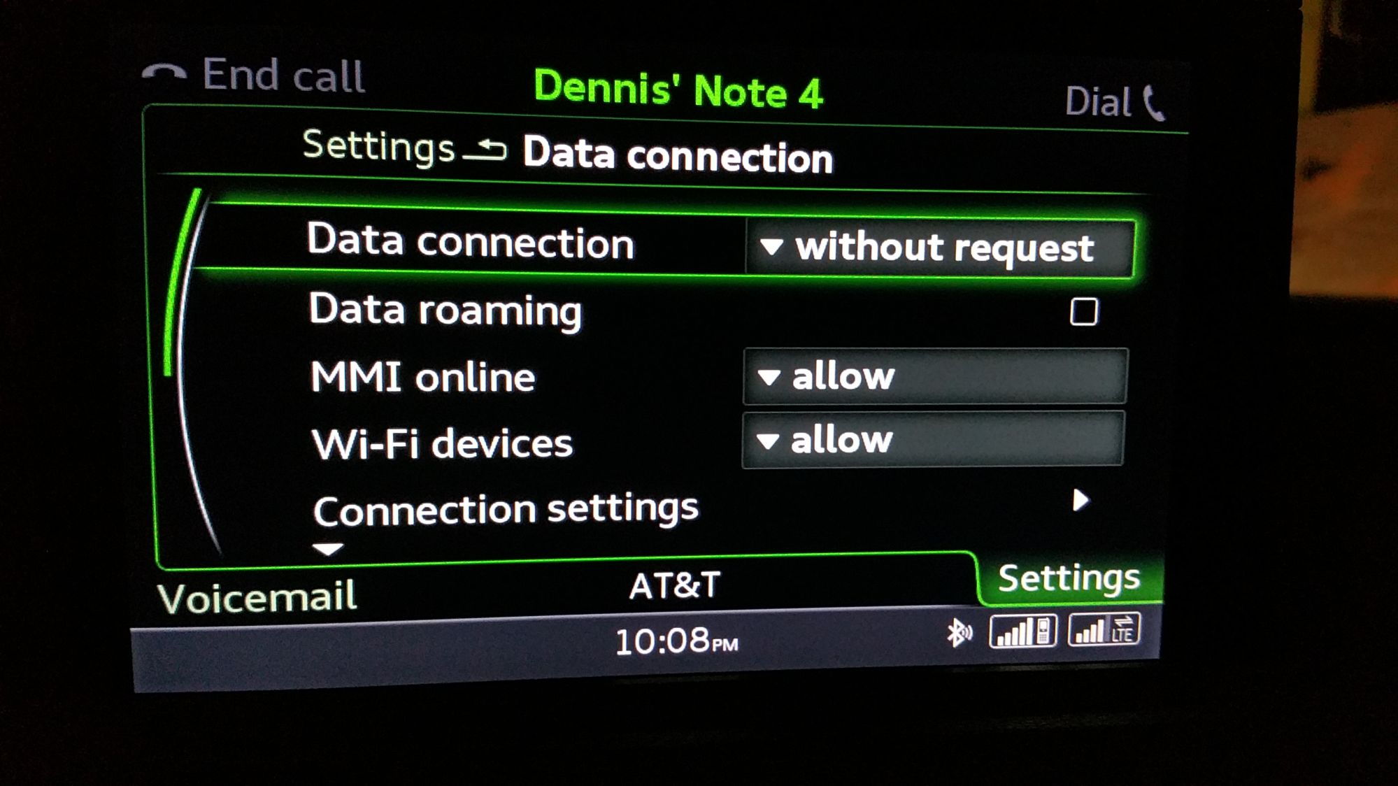Go to the data connection menu under settings and set functions as shown.