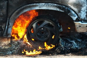 car fire, tire fire