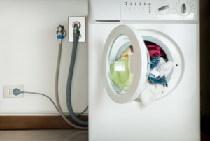 washing machine with hook-ups showing