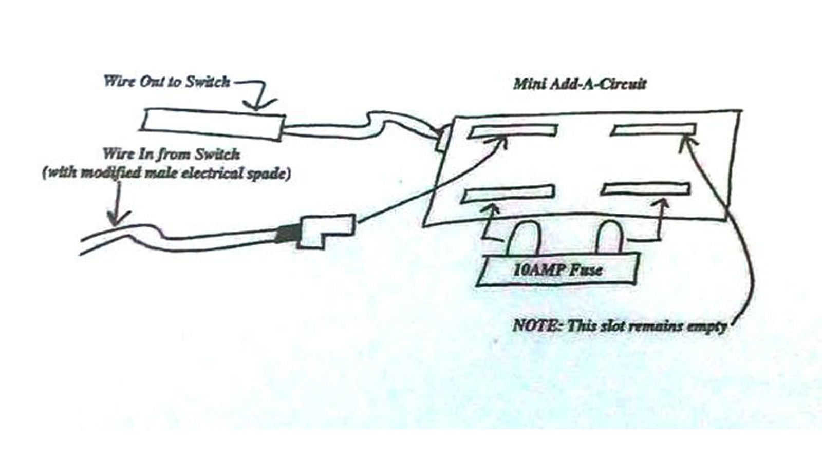 The factory fuse puller is attached to a clip on the fuse block.
