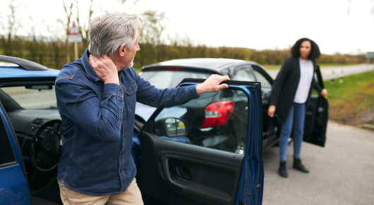 Man and woman get into car accident.