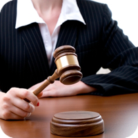 image of a judge about to strike her gavel