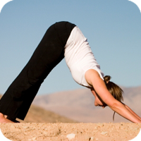 image of woman doing yoga.