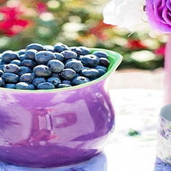 blueberries in a purple bowl