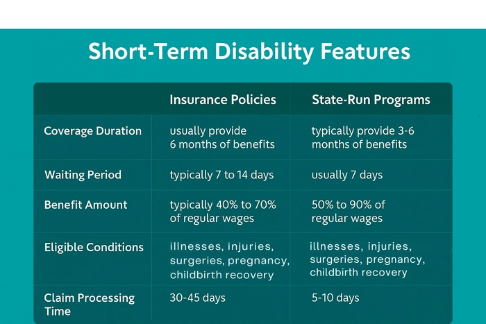 Table comparing STD policies with state short-term disability programs