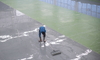 Man applying epoxy flooring