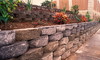retaining wall retaining a flower bed