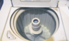 Inside a washing machine with agitator