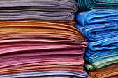 Stacks of silk fabric