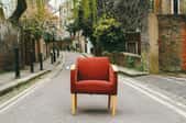 Red airchair in the street