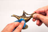 cleaning brass lamp trinket