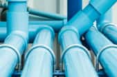 large blue plastic pipes