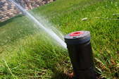 A low angle sprinkler in action.