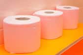 Row of toilet paper rolls
