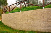 tan brick retaining wall