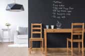 Chalkboard paint on a wall above a table