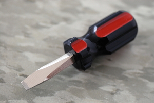 short flathead screwdriver with insulated handle
