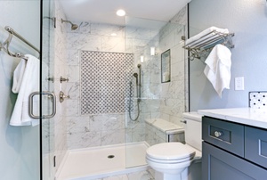 A bath/shower stall.