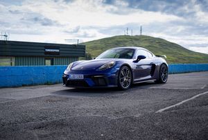 A blue car.