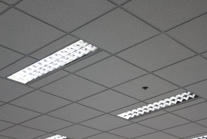 fluorescent lights in a ceiling