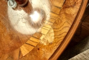 oil spill on wood table