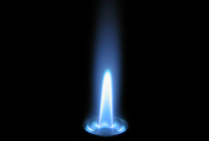 blue flame from a pilot light