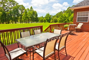 wooden deck and patio furniture