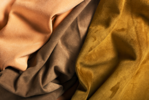 Three colors of suede fabrics