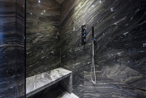A thermostatic shower.