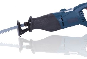 a power saw with a thin blade on a shiny white background