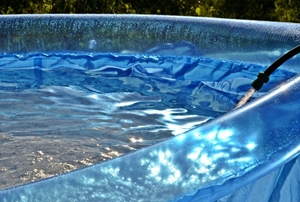 An above-ground pool.