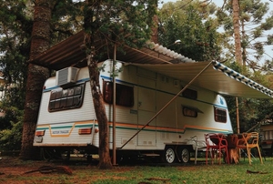 an RV under a covered area