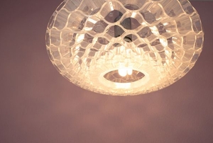 A pendant light in a ceiling.