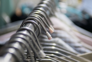 A metal garment rack.