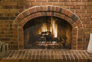 brick fireplace