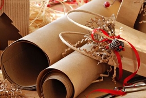 brown wrapping paper and gift supplies