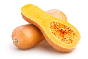 Butternut squash on a white background.