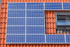 solar panels on a terracotta roof