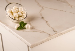 A quartz kitchen countertop.