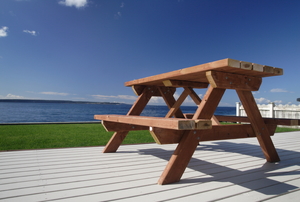 Picnic Table with blue sky