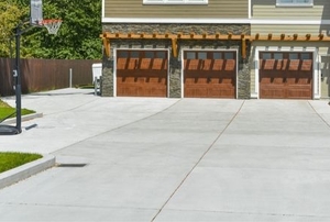 A concrete driveway.