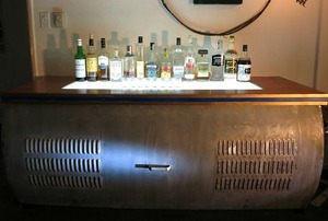 An upcycled, light-up bar.