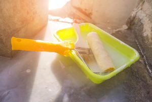 Painting supplies in sunshine. 