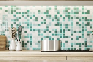 A backsplash with grout.