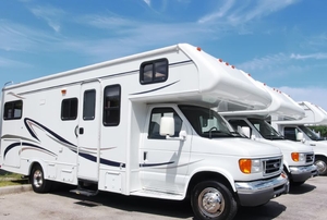 Row of recreational vehicles