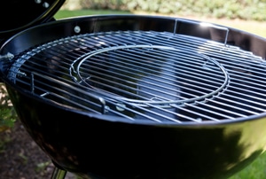A grill with grate on a sunny day