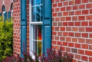 the outside of a brick face