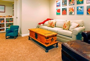 Carpet in a basement.